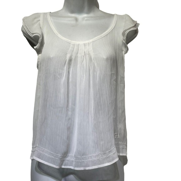 gilly hicks white sheer ruffle blouse Size XS - Picture 1 of 6